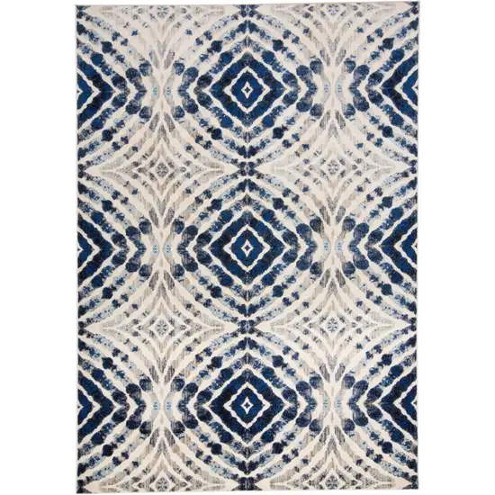 Ivory Blue And Gray Abstract Distressed Stain Resistant Area Rug Photo 1