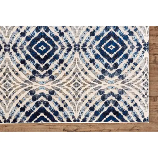 Ivory Blue And Gray Abstract Distressed Stain Resistant Area Rug Photo 4