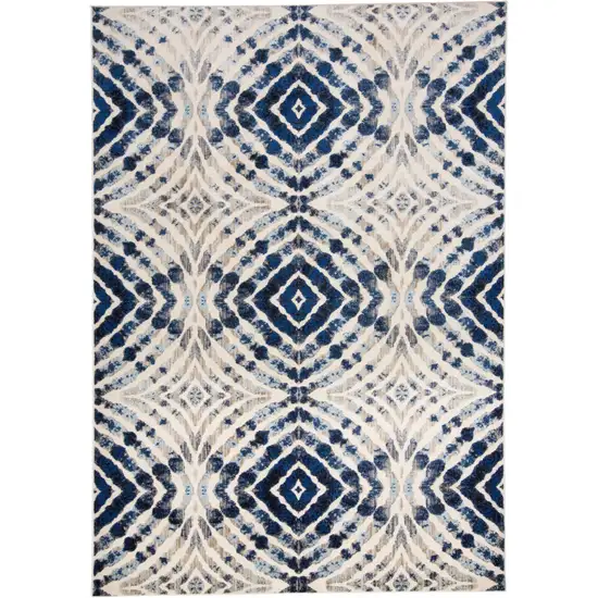 Ivory Blue And Gray Abstract Distressed Stain Resistant Area Rug Photo 2