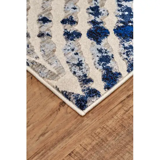 Ivory Blue And Gray Abstract Distressed Stain Resistant Area Rug Photo 6