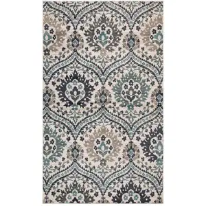 Photo of Ivory Blue And Gray Floral Stain Resistant Area Rug