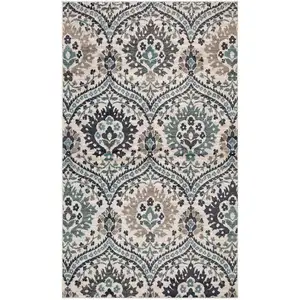 Photo of Ivory Blue And Gray Floral Stain Resistant Area Rug