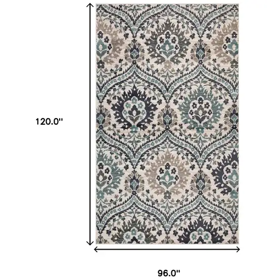 Ivory Blue And Gray Floral Stain Resistant Area Rug Photo 7