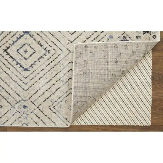 Ivory Blue And Gray Geometric Power Loom Distressed Area Rug Photo 3