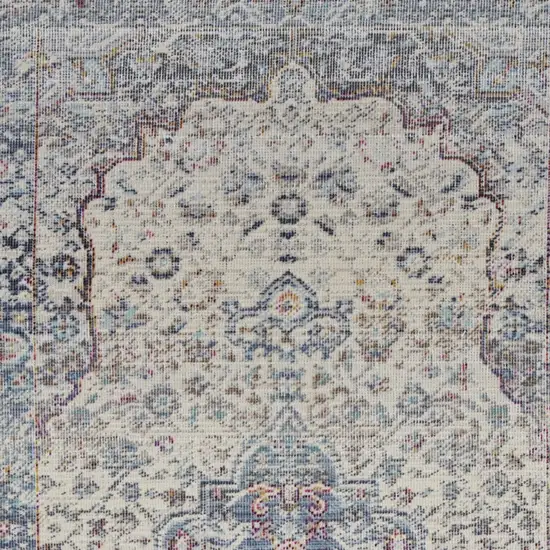 Ivory Blue And Orange Floral Distressed Area Rug Photo 8