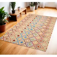 Photo of Ivory Blue And Red Wool Geometric Hand Tufted Area Rug