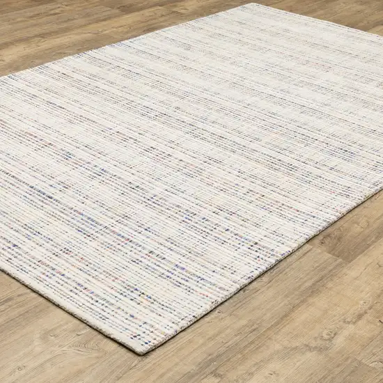 Ivory Blue And Yellow Striped Hand Tufted Area Rug Photo 9