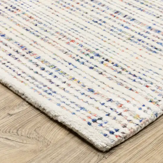 Ivory Blue And Yellow Striped Hand Tufted Area Rug Photo 8