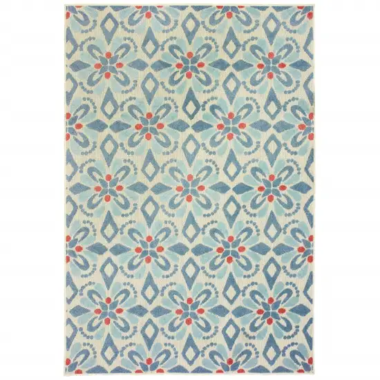 Ivory Blue Global Geo Tile Indoor Outdoor Area Rug Photo 2