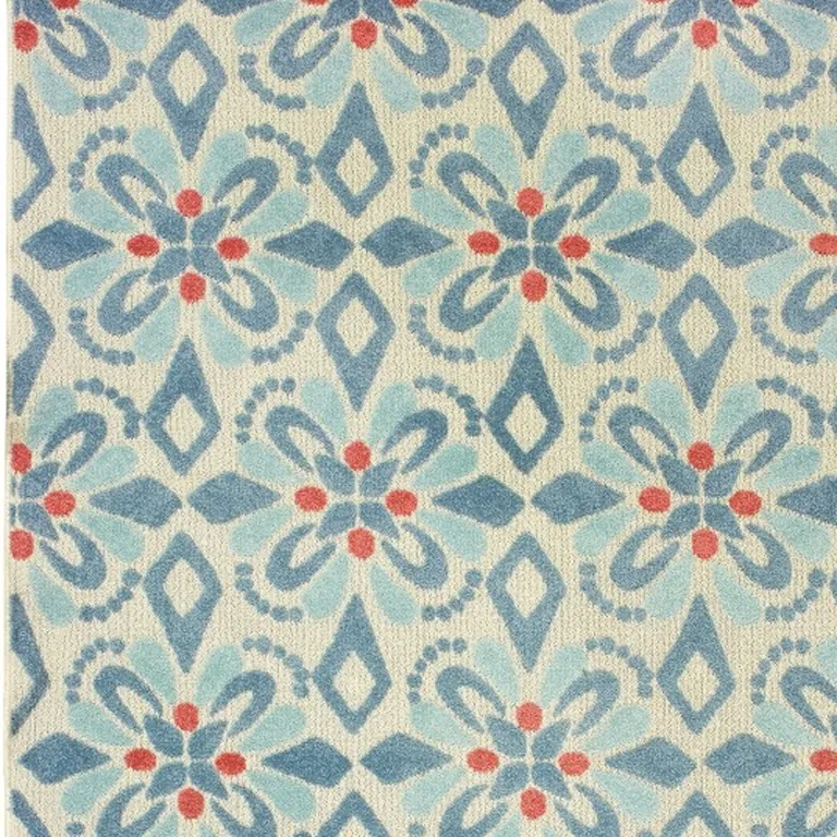 Ivory Blue Global Geo Tile Indoor Outdoor Area Rug Photo 4