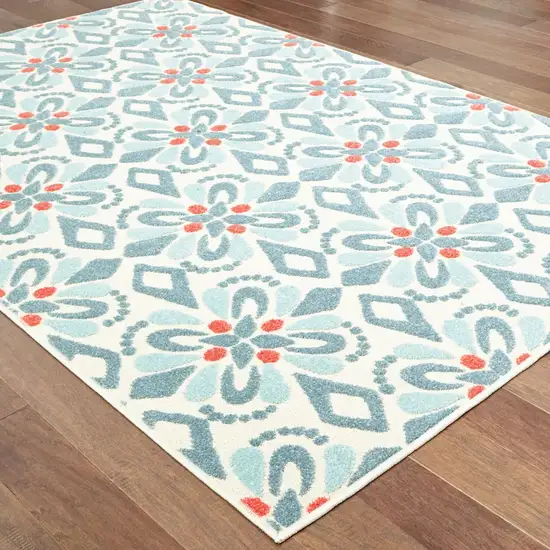 Ivory Blue Global Geo Tile Indoor Outdoor Area Rug Photo 6