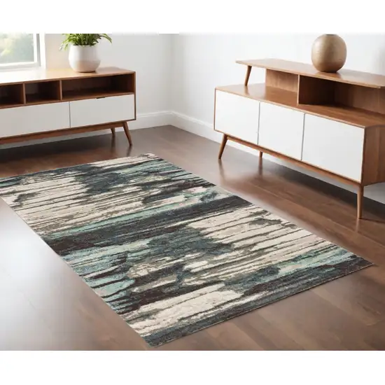 Ivory Blue Gray Abstract Layers Indoor Area Rug Photo 1