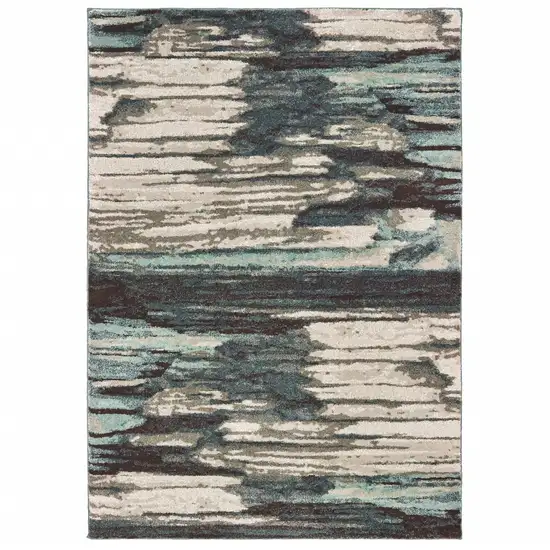 Ivory Blue Gray Abstract Layers Indoor Area Rug Photo 1