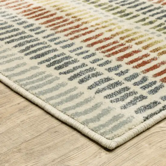 Ivory Blue Green Red And Gold Geometric Power Loom Stain Resistant Area Rug Photo 3