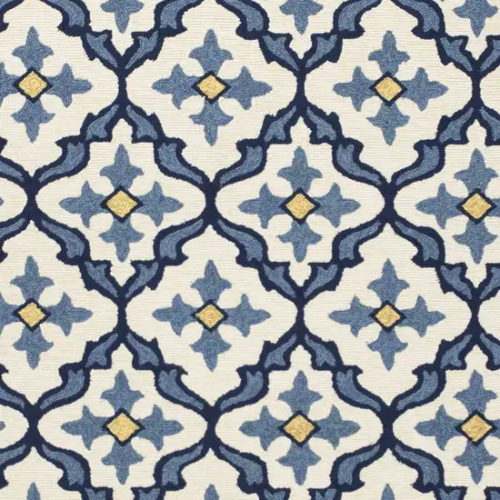 Ivory and Blue Moroccan Handmade Indoor Outdoor Area Rug Photo 4