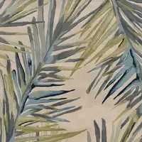 Photo of Ivory Blue Hand Tufted Tropical Palms Indoor Runner Rug