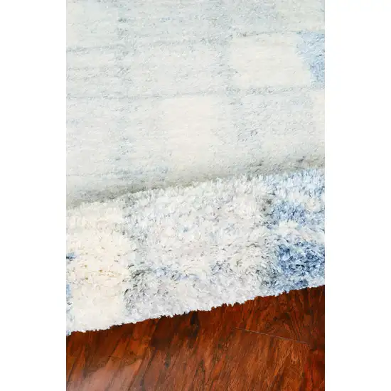 Ivory Blue Machine Woven Abstract Blocks Indoor Area Rug Photo 4