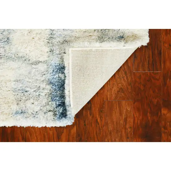 Ivory Blue Machine Woven Abstract Blocks Indoor Area Rug Photo 5