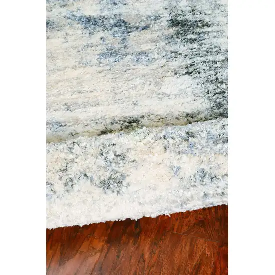 Ivory Blue Machine Woven Abstract Indoor Area Rug Photo 4