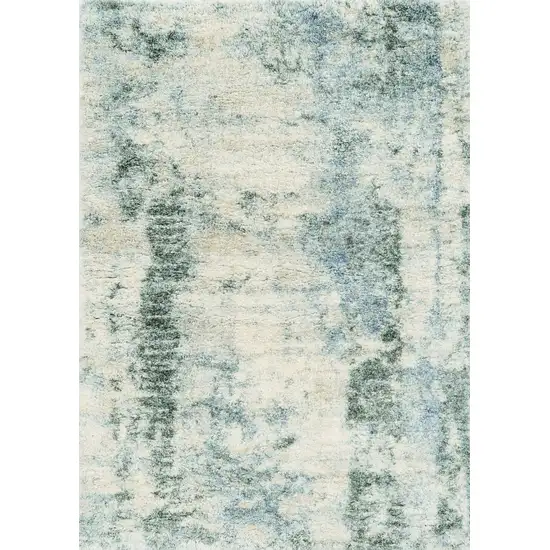 Ivory Blue Machine Woven Abstract Indoor Area Rug Photo 1