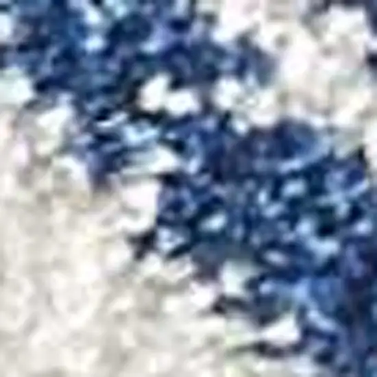 7' Ivory Blue Machine Woven Distressed Geometric Indoor Runner Rug Photo 5