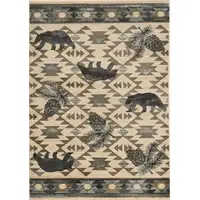 Photo of Ivory Blue Machine Woven Geometric Lodge Indoor Area Rug