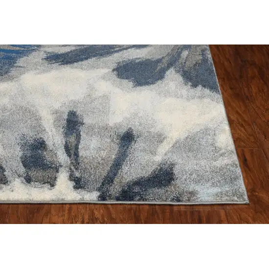 Ivory Blue Machine Woven Oversized Floral Indoor Area Rug Photo 4