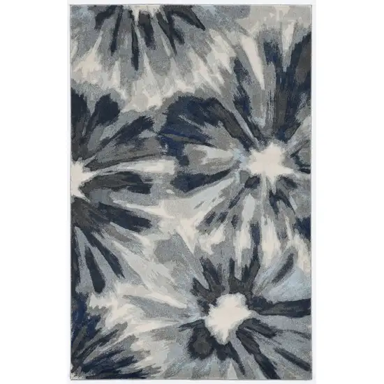 Ivory Blue Machine Woven Oversized Floral Indoor Area Rug Photo 1