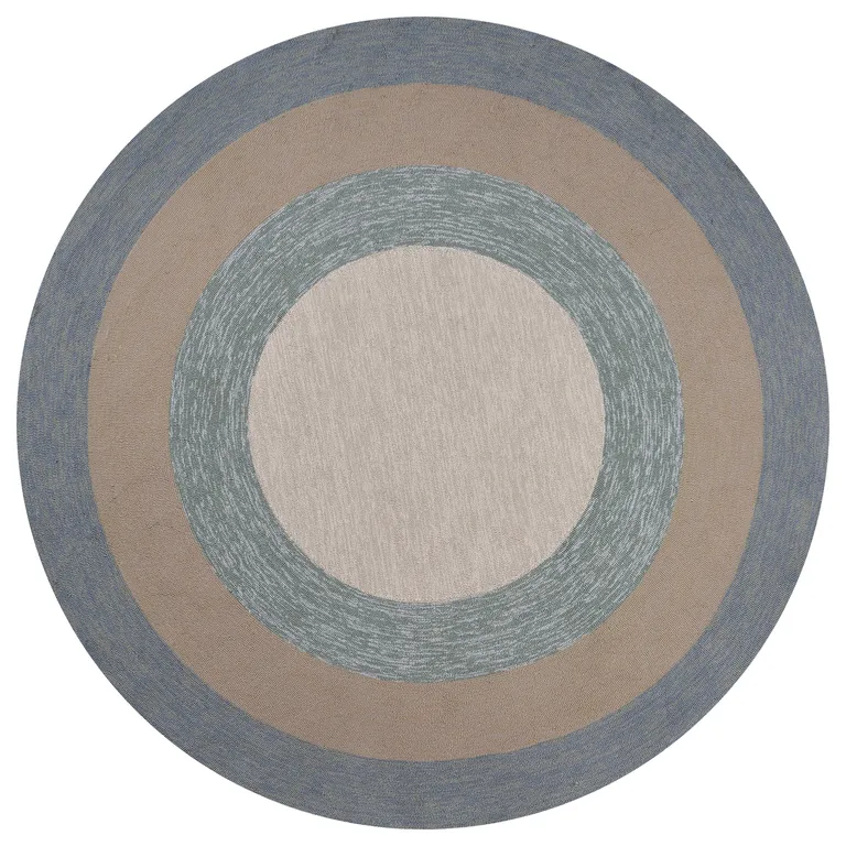 Ivory  Blue Polyester Rug Photo 2