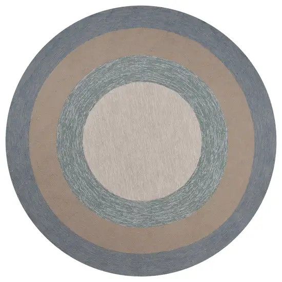 Ivory  Blue Polyester Rug Photo 2