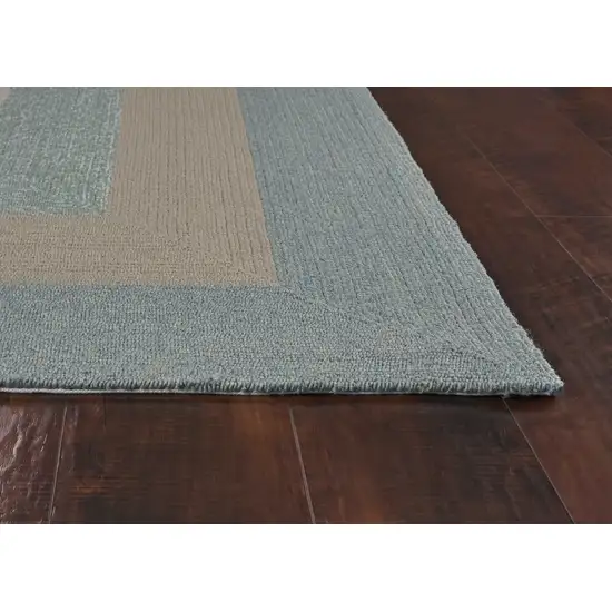 Ivory  Blue Polyester Rug Photo 6