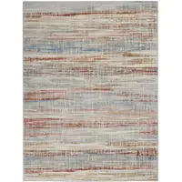 Photo of Ivory Blue and Brown Abstract Non Skid Area Rug