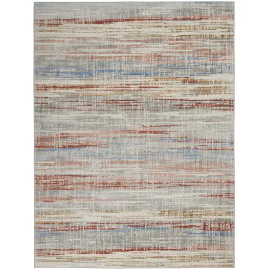 Ivory Blue and Brown Abstract Non Skid Area Rug Photo 2