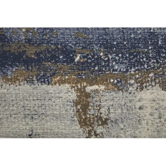 Ivory Blue and Brown Abstract Power Loom Area Rug Photo 8