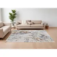 Photo of Ivory Blue and Brown Abstract Power Loom Area Rug