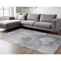 Photo of Ivory Blue and Gray Abstract Area Rug