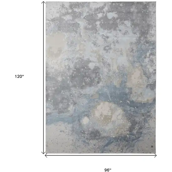 Ivory Blue and Gray Abstract Area Rug Photo 3