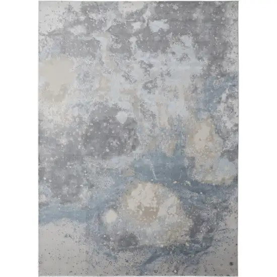 Ivory Blue and Gray Abstract Area Rug Photo 2