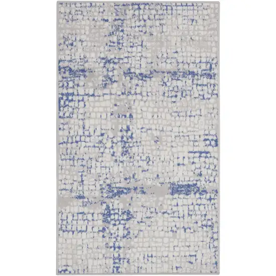 Ivory Blue and Gray Abstract Area Rug Photo 2