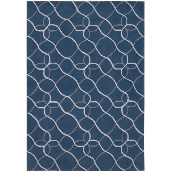 Ivory Blue and Gray Abstract Area Rug Photo 2