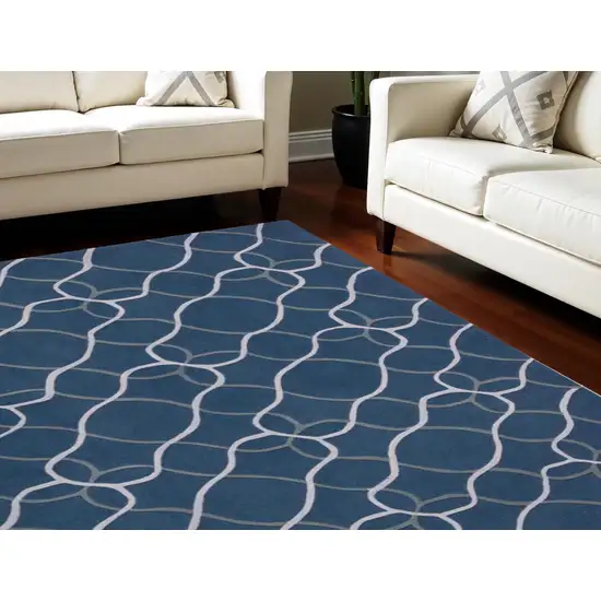 Ivory Blue and Gray Abstract Area Rug Photo 1