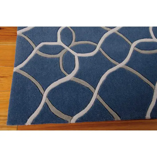 Ivory Blue and Gray Abstract Area Rug Photo 8