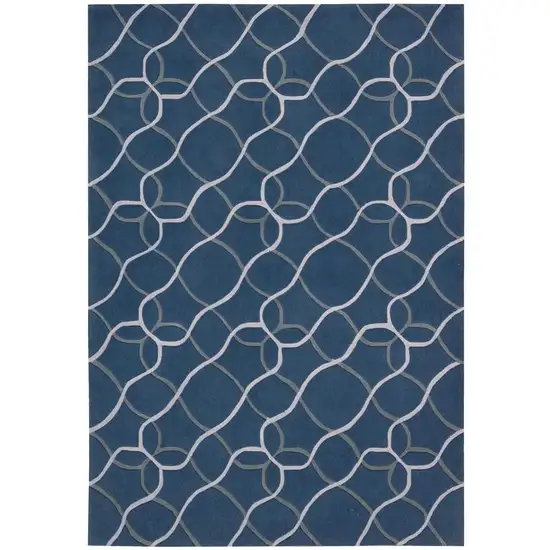 Ivory Blue and Gray Abstract Area Rug Photo 3