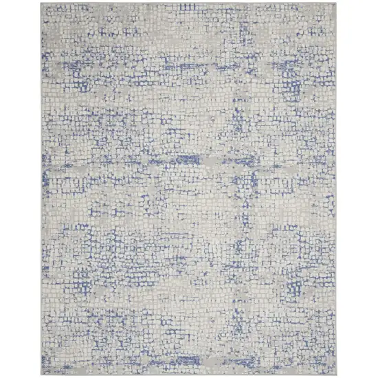 Ivory Blue and Gray Abstract Distressed Non Skid Area Rug Photo 2