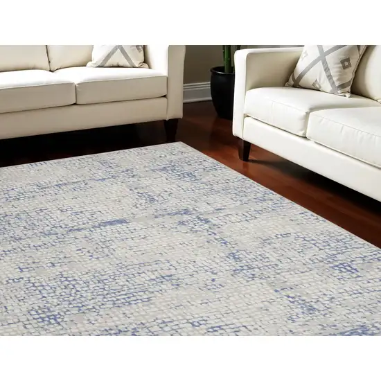 Ivory Blue and Gray Abstract Distressed Non Skid Area Rug Photo 1