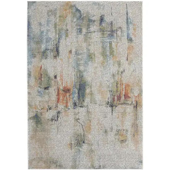 Ivory Blue and Gray Abstract Distressed Non Skid Area Rug Photo 4