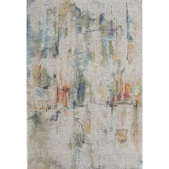 Ivory Blue and Gray Abstract Distressed Non Skid Area Rug Photo 2