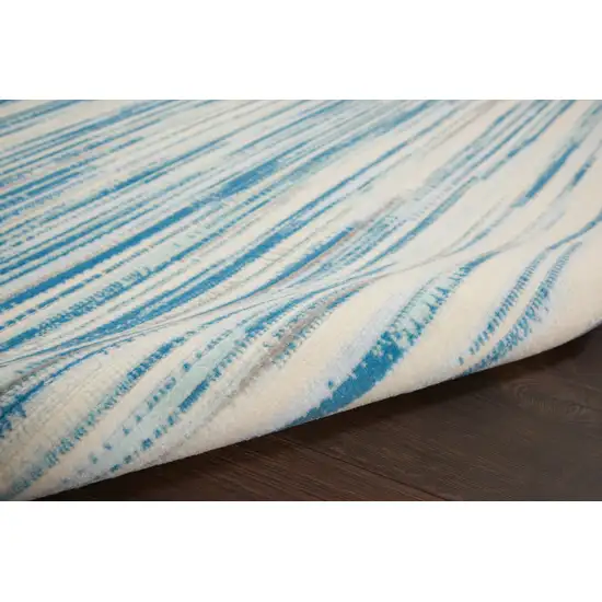 Ivory Blue and Gray Abstract Non Skid Area Rug Photo 6