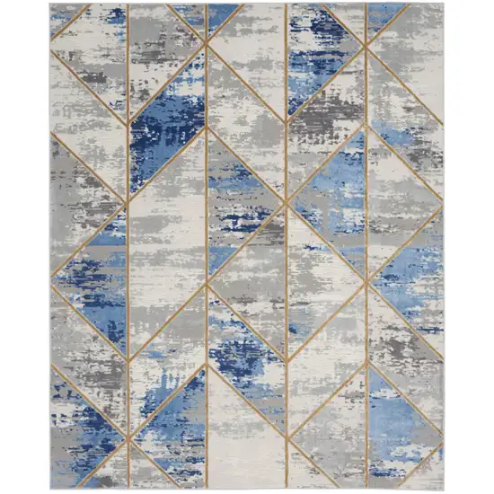 Ivory Blue and Gray Abstract Non Skid Area Rug Photo 2