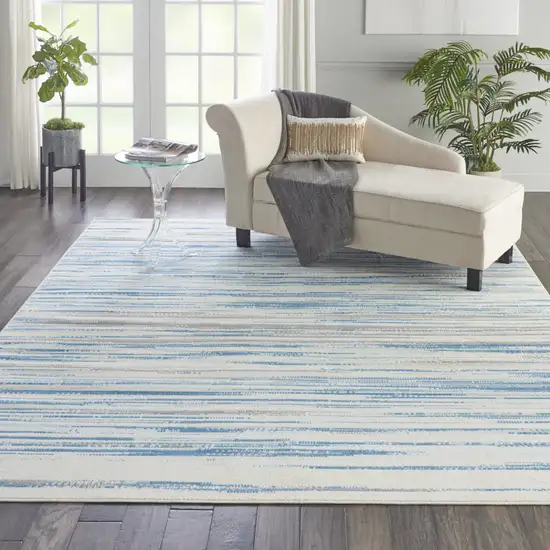 Ivory Blue and Gray Abstract Non Skid Area Rug Photo 7